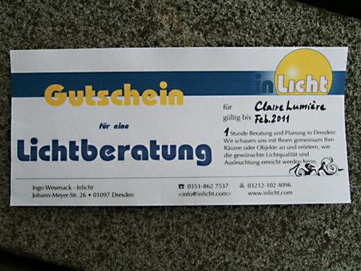Gutschein Lichtberatung Lichtplanung Designerlampe Dresden
